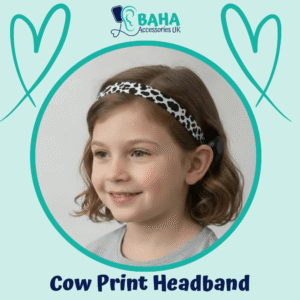 Cow Print BAHA Headband (Cochlear BAHA, Oticon Ponto, Med-El Adhear)