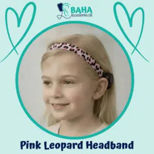 Pink Leopard BAHA Headband (Cochlear BAHA, Oticon Ponto, Med-El Adhear)