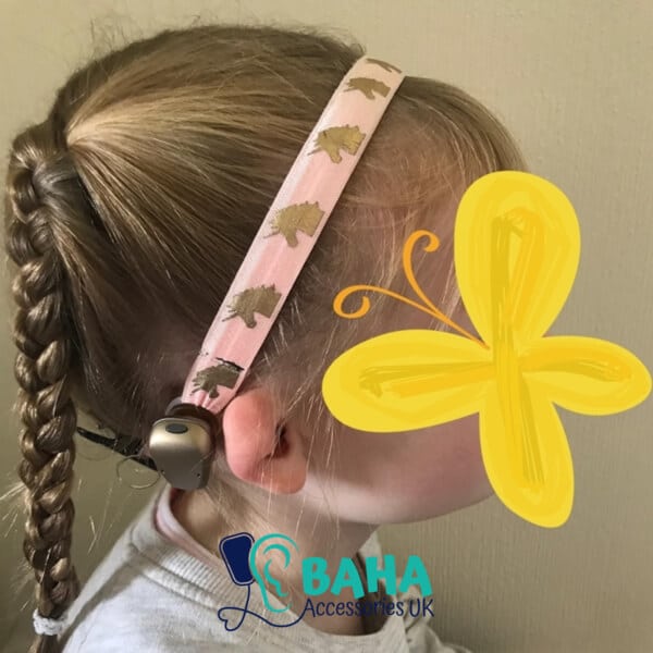 unicorn baha headband on young girl