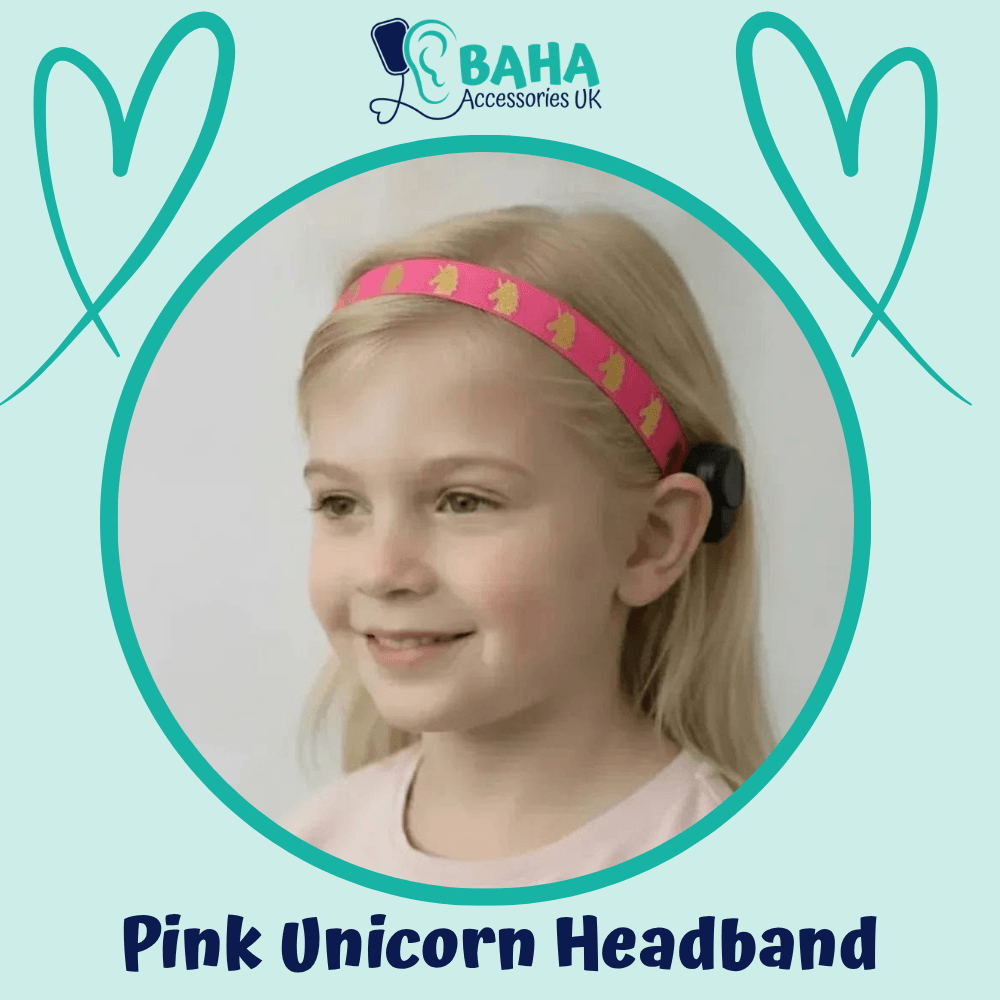 Pink Unicorn BAHA Headband (Cochlear BAHA, Oticon Ponto, Med-El Adhear)