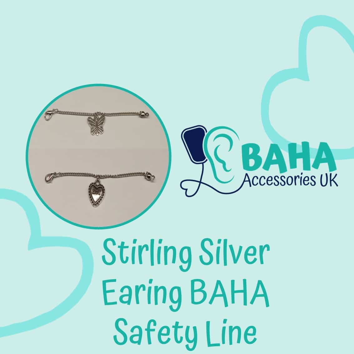 Stirling Silver Earing BAHA Safety Chain