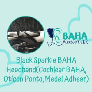Black Sparkle BAHA Headband (Cochlear BAHA, Oticon Ponto, Med-El Adhear)