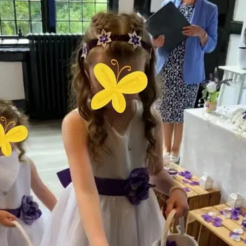 baha headband on a bridesmaid