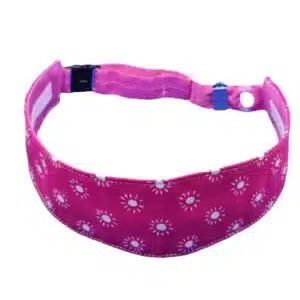 wide baha headband made from pink fabric