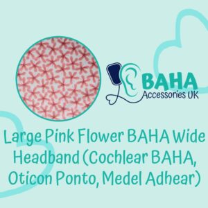 Large Pink Flower BAHA Wide Headband (Cochlear BAHA, Oticon Ponto, Med-El Adhear)