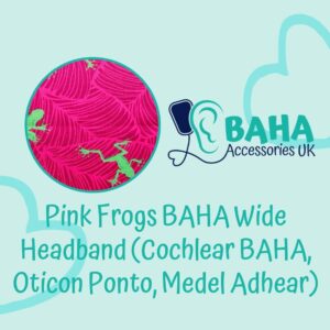Pink Frogs BAHA Wide Headband (Cochlear BAHA, Oticon Ponto, Med-El Adhear)
