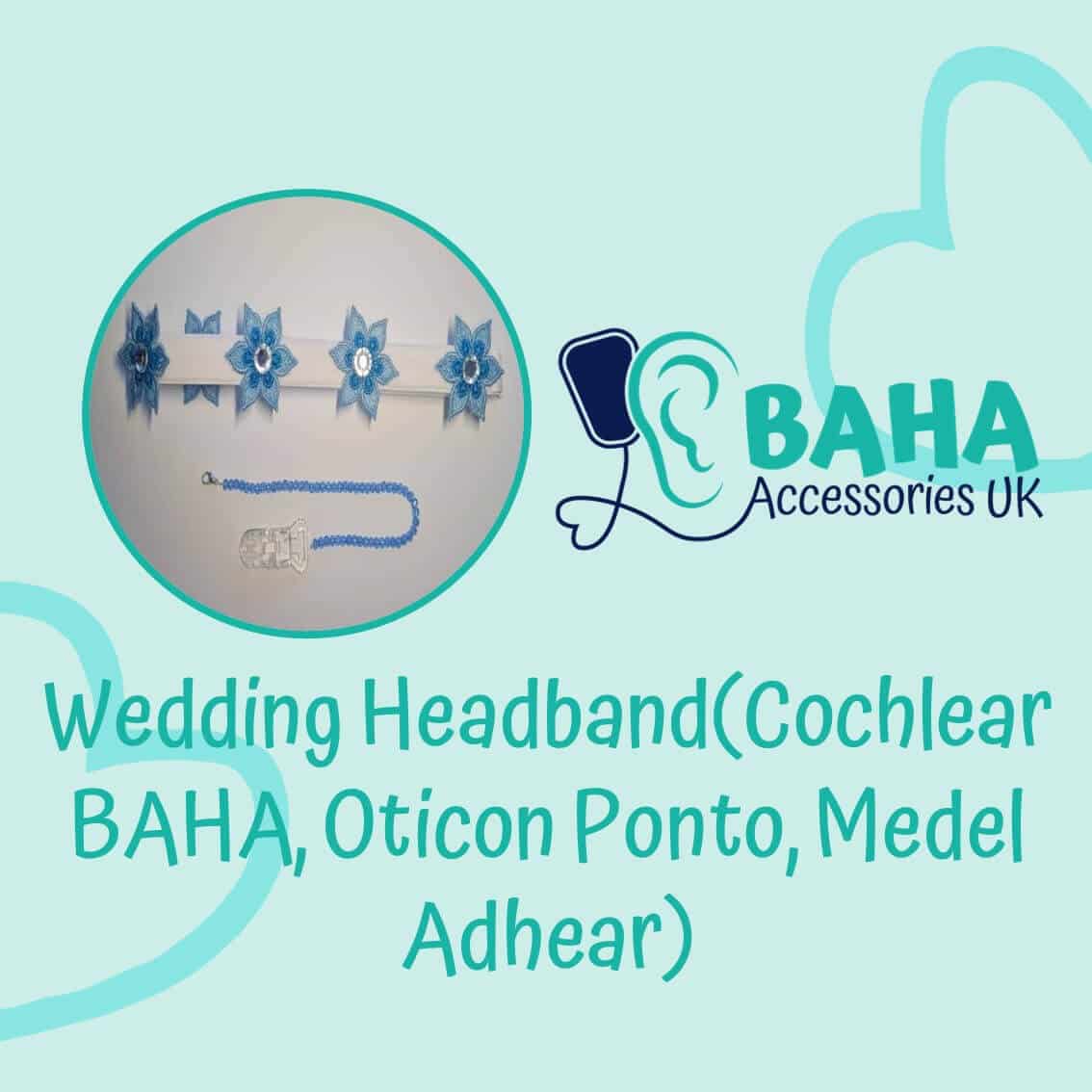 Wedding BAHA Headband & Matching Beaded Safety Line (Cochlear BAHA & Oticon Ponto)