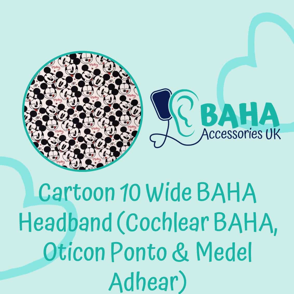 Cartoon 10 BAHA Wide Headband (Cochlear BAHA, Oticon Ponto, Med-El Adhear)