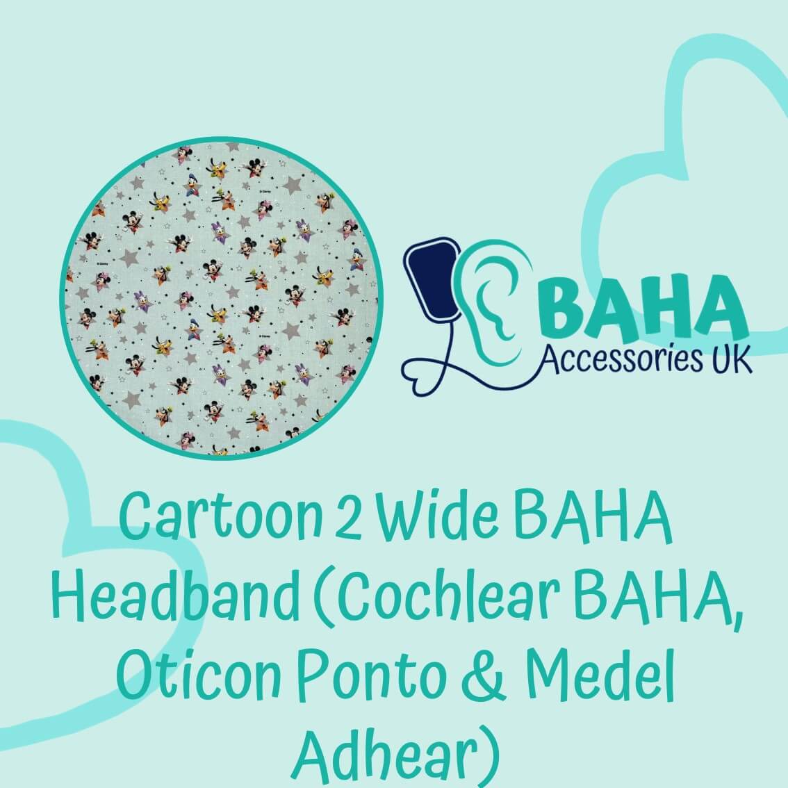 Cartoon 2 BAHA Wide Headband (Cochlear BAHA, Oticon Ponto, Med-El Adhear)