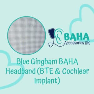 Blue Gingham Wide Headband (BTE & Cochlear Implant)