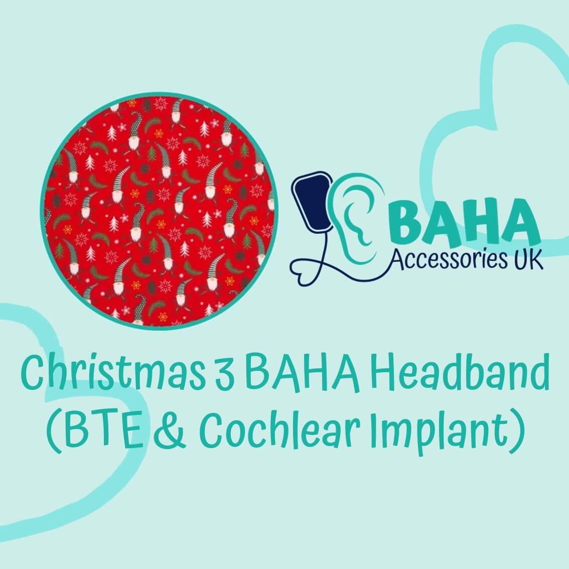 Christmas 3 Wide Headband (BTE & Cochlear Implant)