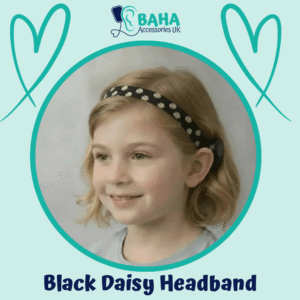 Black Daisy BAHA Headband (Cochlear BAHA, Oticon Ponto, Med-El Adhear)