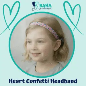 Heart Confetti BAHA Headband (Cochlear BAHA, Oticon Ponto, Med-El Adhear)