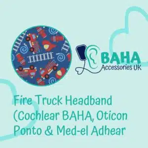 Fire Truck BAHA Wide Headband (Cochlear BAHA, Oticon Ponto, Med-El Adhear)