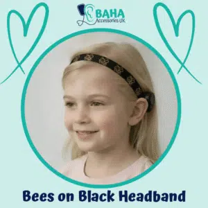 Bees on Black BAHA Headband (Cochlear BAHA, Oticon Ponto, Med-El Adhear)